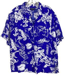CounterParts Hawaiian Blue Floral Short Sleeve Top Size Large‎
